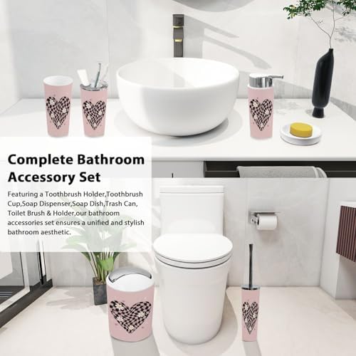 Boho Slogan Graphic Bathroom Accessory Set 6 Piece