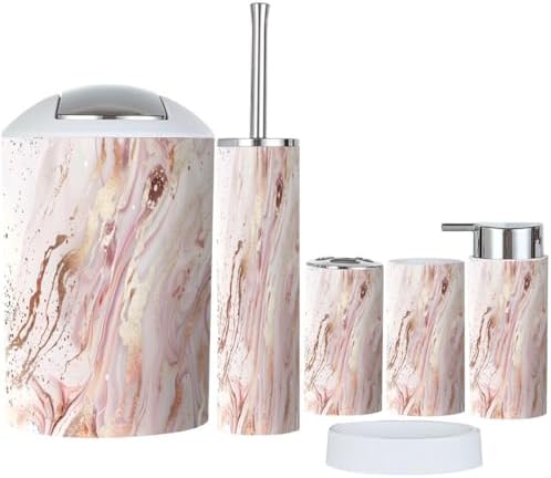 Boho Rose Gold Glitter Trash Can and Accessories Set