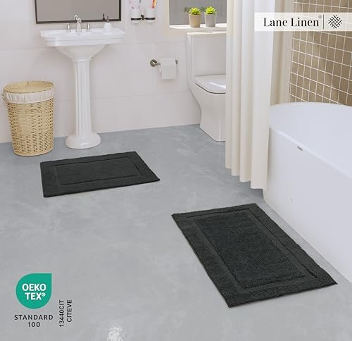 Lane Linen Charcoal Bath Mat Set 2 Pc