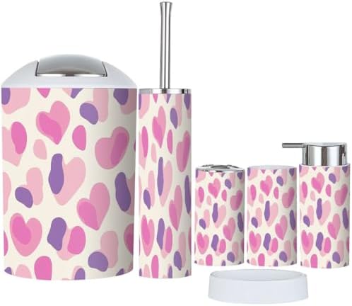 Boho Leopard Print 6 Piece Bathroom Accessory Set