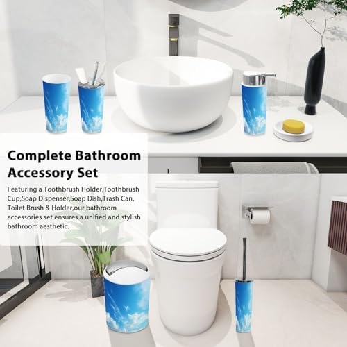 Boho Blue Sky Bathroom Accessory Set 6 Piece 1