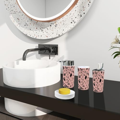 Boho Abstract Trash Can and Bathroom Accessories Set