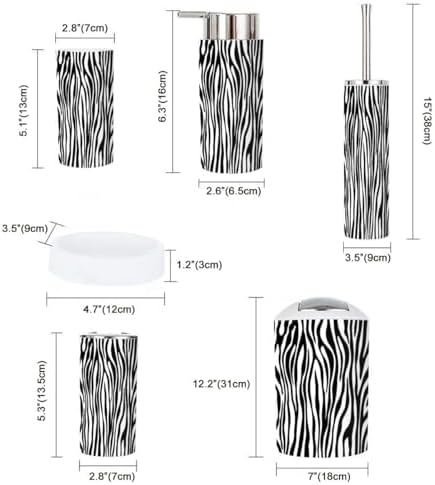 Zebra Print Bathroom Accessories 6 Piece Set