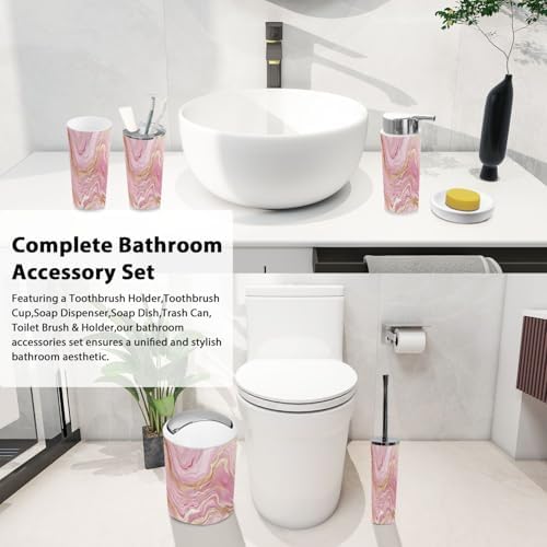 Boho Liquid Marble Gold Bathroom Accessories Set 6 Piece