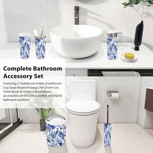 Boho Chinoiserie Bathroom Accessories Set 6 Piece