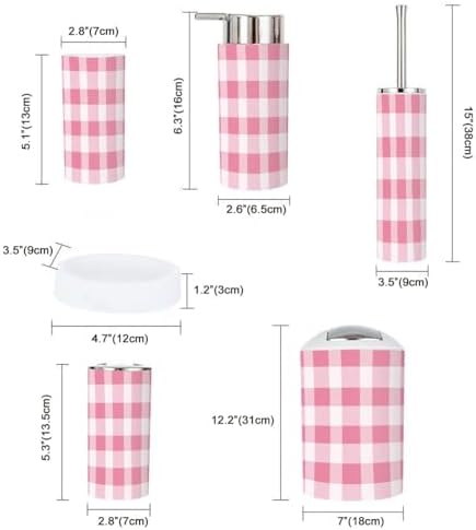 Boho Plaid Bathroom Accessory Set 6 Piece
