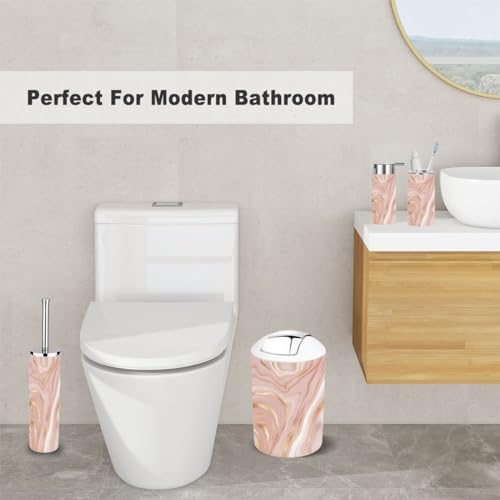 6 Piece Bathroom Accessory Set with Gold Splash Texture
