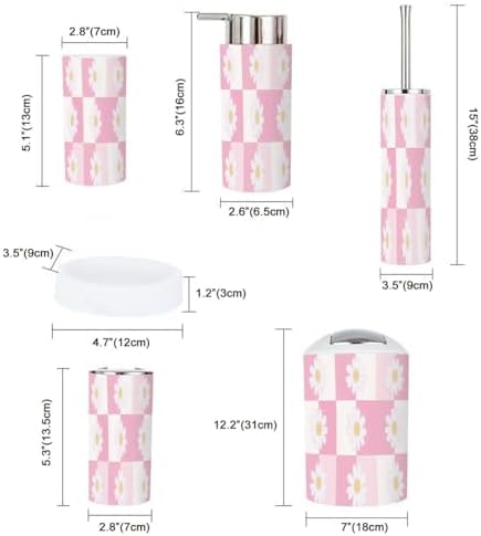 Boho Floral Bathroom Accessory Set 6 Piece 1