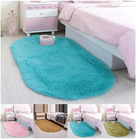Soft Bedroom Area Rug Oval Memory Foam Bath Floor Mat Blue