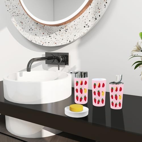 Boho Strawberry Bathroom Accessory Set 6 Piece 1