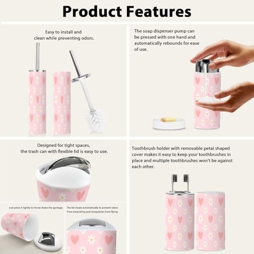 Boho Bathroom Accessory Set 6 Pieces Decorative