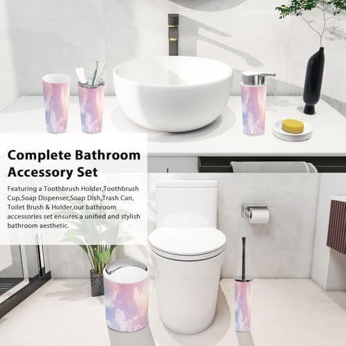 Boho Pastel Sky Bathroom Accessory Set 6 Piece