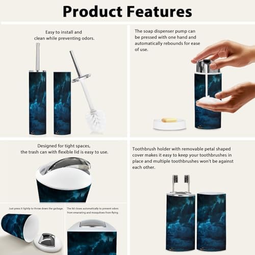 Boho Bathroom Accessory Set 6 Piece Modern 1