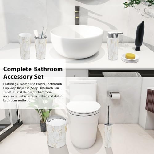 Boho Marble Bathroom Accessory Set 6 Piece