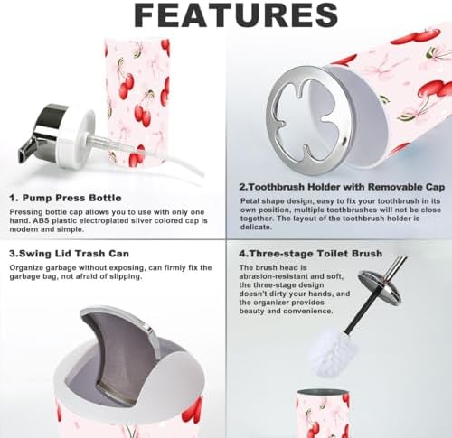 Valentine Coquette Cherry Bows Bathroom Accessory Set
