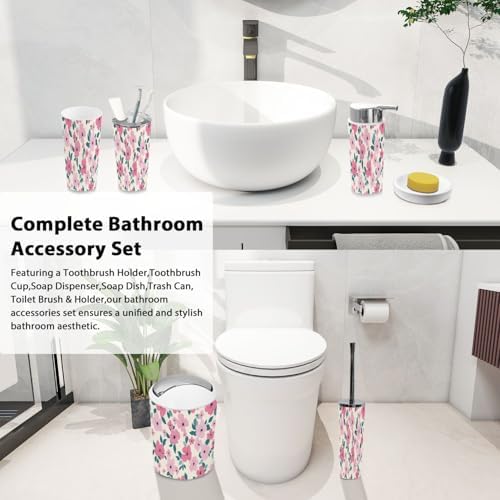 Boho Floral Bathroom Accessory Set 6 Piece