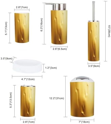 Boho Abstract Gold Bathroom Accessory Set 6-Piece