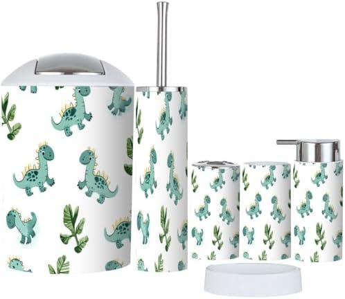 Boho Dinosaur Clouds Bathroom Accessories Set 6 Piece