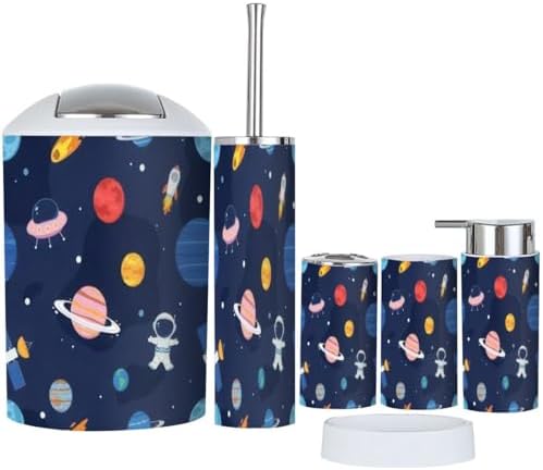 6 Piece Bathroom Accessory Set with Solar Design