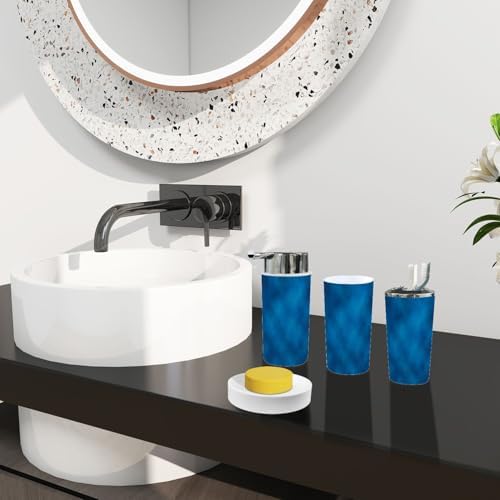 Boho Soft Blue Bathroom Accessory Set 6 Piece 1