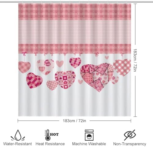 Kuizee Valentines Day 4-Piece Shower Curtain Set