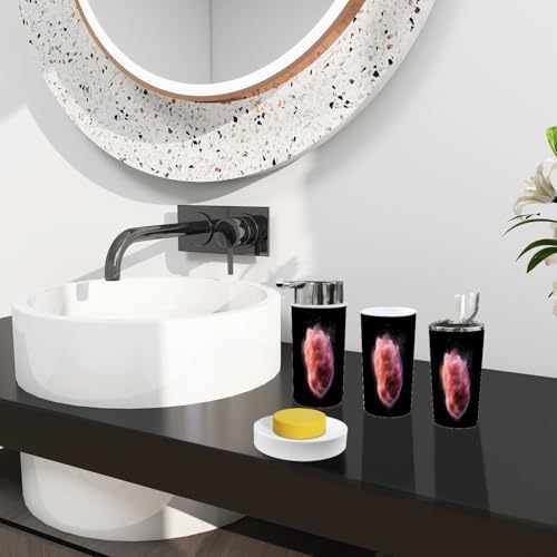 Boho Red Bathroom Accessory Set 6 Piece