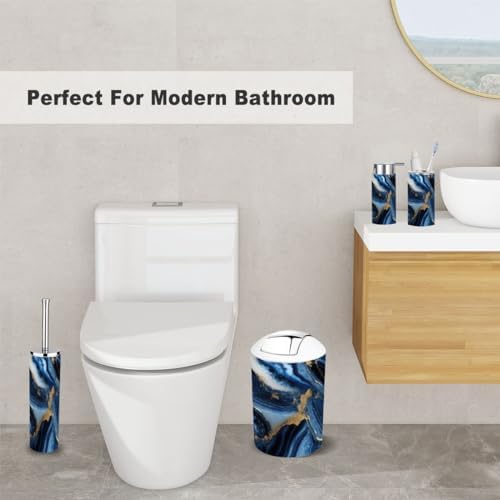 Navy Blue Marble Bathroom Accessory Set 6 Piece