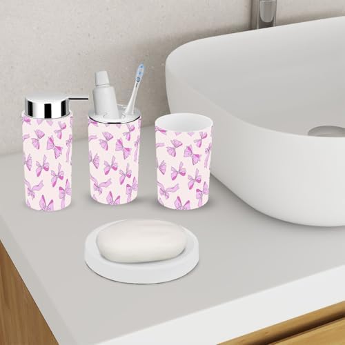 6 Piece Retro Pink Bathroom Accessory Set