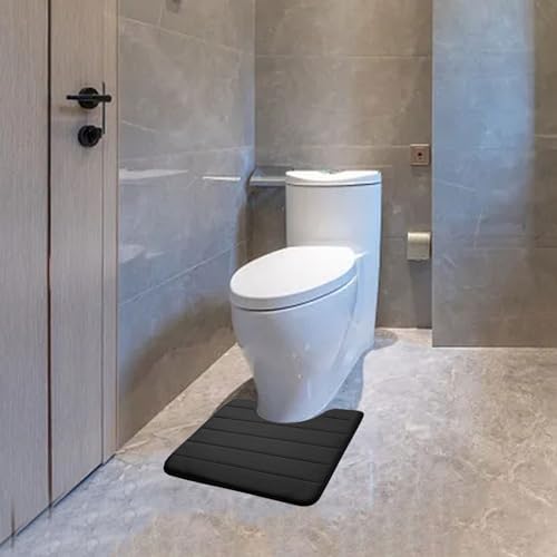 U-Shaped Memory Foam Toilet Bath Mat 24 X 20 Inches Black