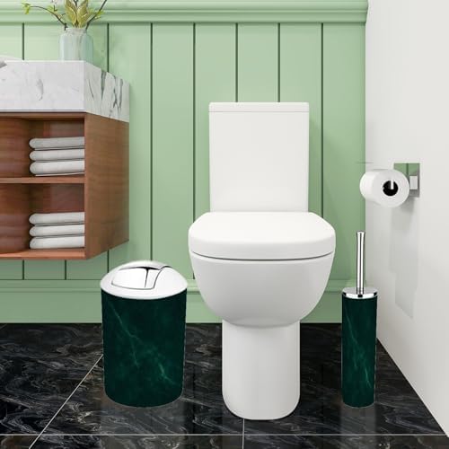 Boho Dark Green Marble Texture Bathroom Accessory Set 6 Pieces