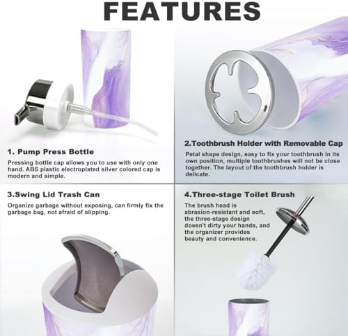 Bathroom Accessory Set 6 Piece Purple Lavender