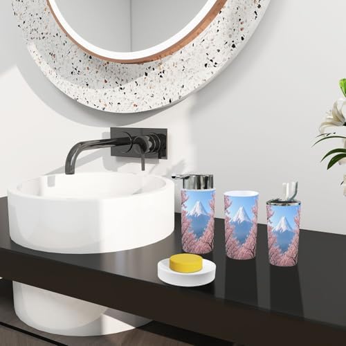 Boho Bathroom Accessory Set 6 Piece Cherry Blossom Design