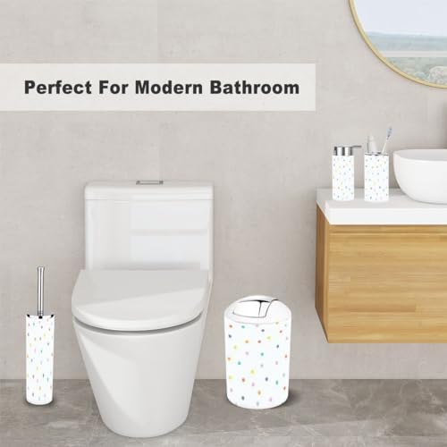 Rainbow Polka Dot Bathroom Accessory Set 6 Piece