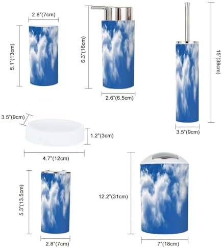 Boho Blue Sky Bathroom Accessory Set 6 Piece