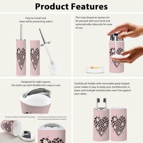 Boho Slogan Graphic Bathroom Accessory Set 6 Piece