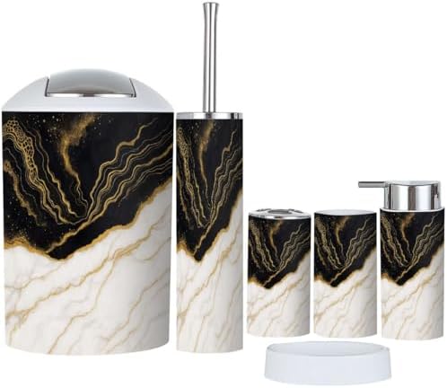 Boho Marble Bathroom Accessory Set 6 Piece 1