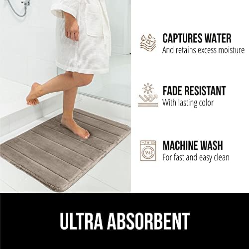 Gorilla Grip Memory Foam Bath Rug 36x24 Taupe