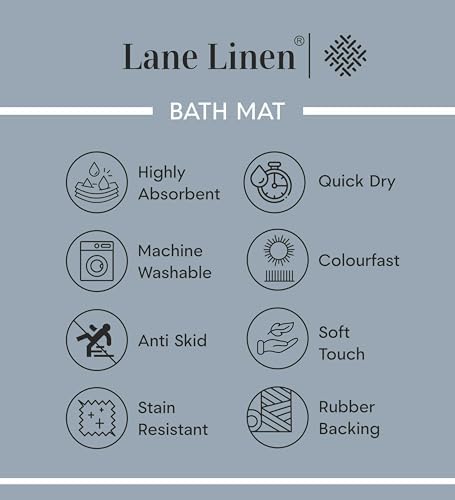 LANE LINEN 20 x 32 Non Slip Bath Mat - Black