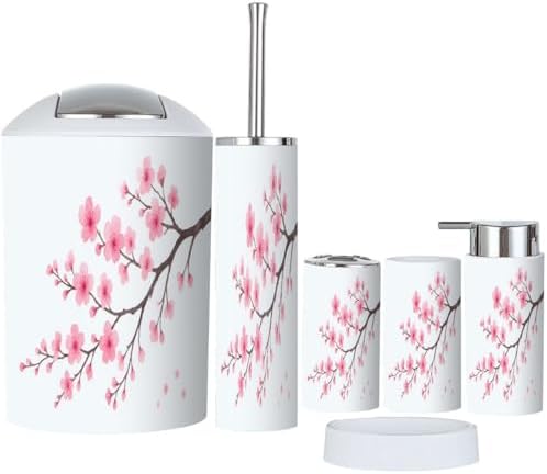 TRANQDEHOM 6-Piece Boho Pastel Bathroom Accessory Set