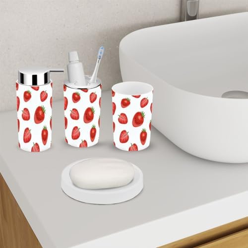 6 Piece Strawberry Bathroom Accessory Set
