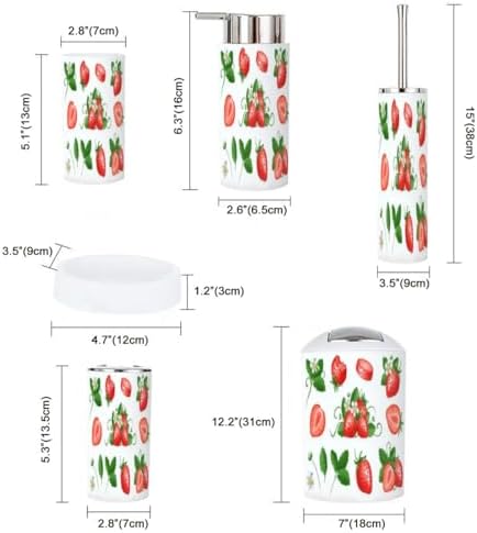 Cute Summer Strawberry Bathroom Accessory Set 6 Piece