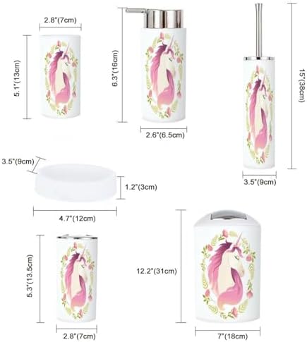 6 Piece Bathroom Accessory Set with Wreath Flowers Design 1