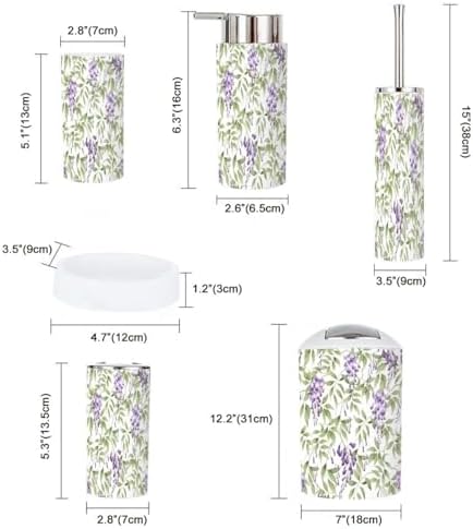 6 Piece Purple Wisteria Bathroom Accessory Set 1