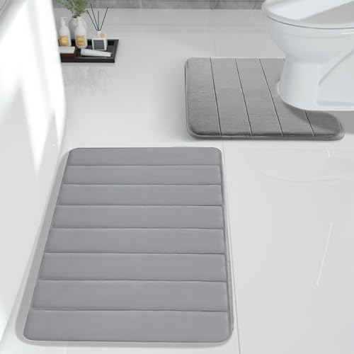 Soft Memory Foam Bath Mat Set 2PCS Non-Slip Water Absorbent