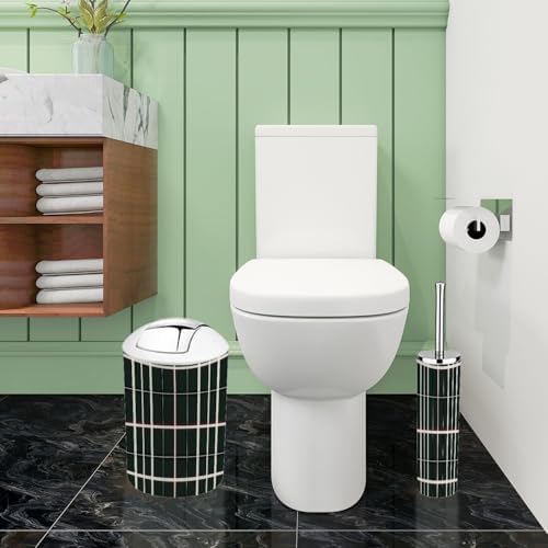 Boho Bathroom Accessory Set 6 Piece with Tartan Plaid Design