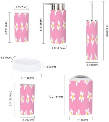 Boho Daisy Flower Bathroom Accessory Set 6 Piece