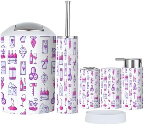 6 Piece Bathroom Accessory Set - Durable Stylish Functional