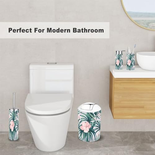 Tropical Pink Hibiscus Bathroom Accessories 6 Piece Set