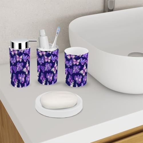 6 Piece Purple Butterfly Bathroom Accessory Set 1