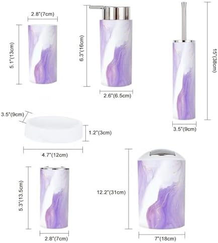 Bathroom Accessory Set 6 Piece Purple Lavender